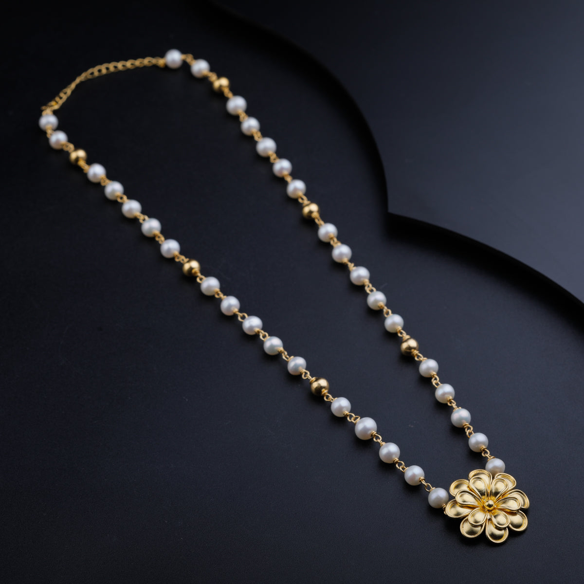 Double Flower Pendant Necklace |  92.5 Silver | 22K Gold Plated