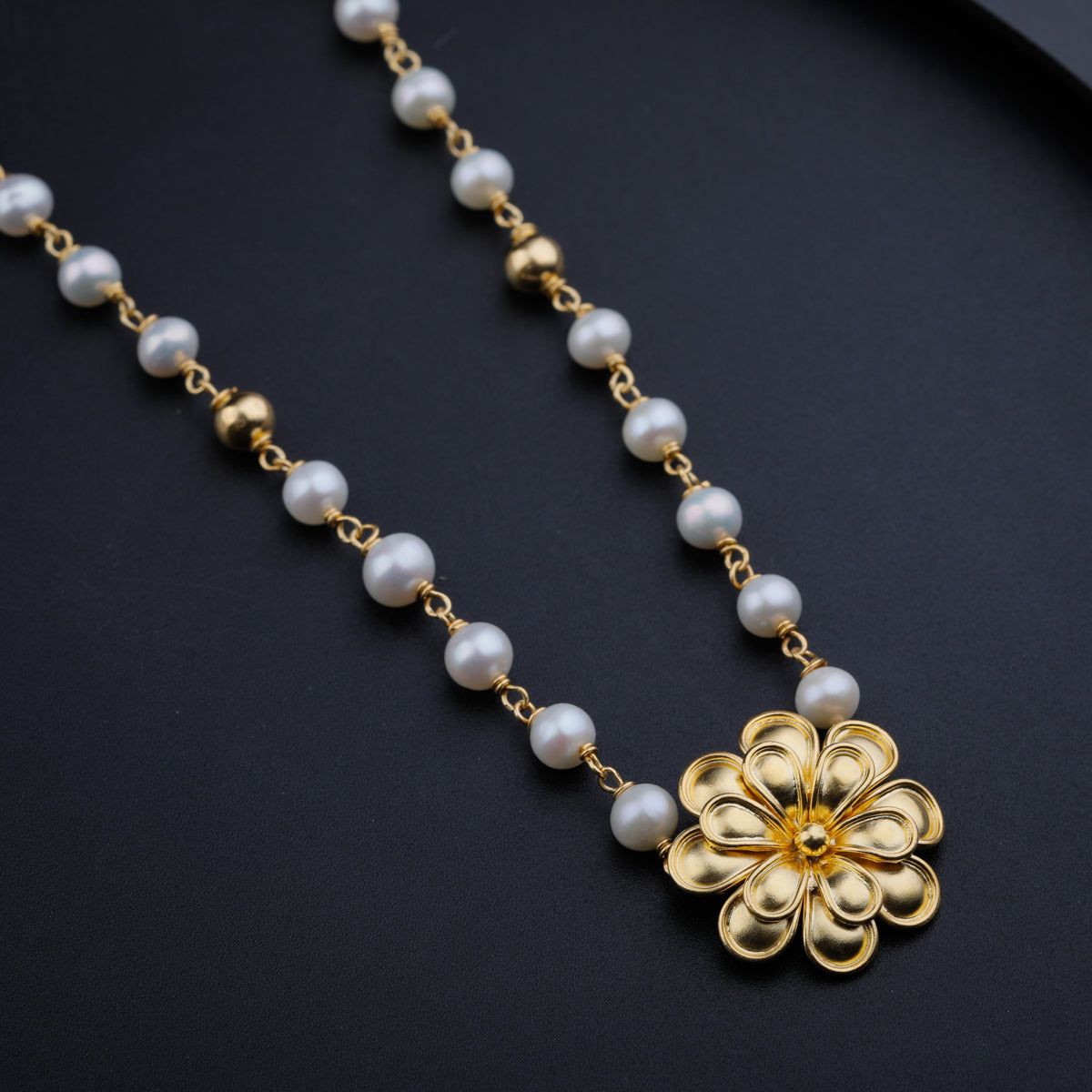 Double Flower Pendant Necklace |  92.5 Silver | 22K Gold Plated