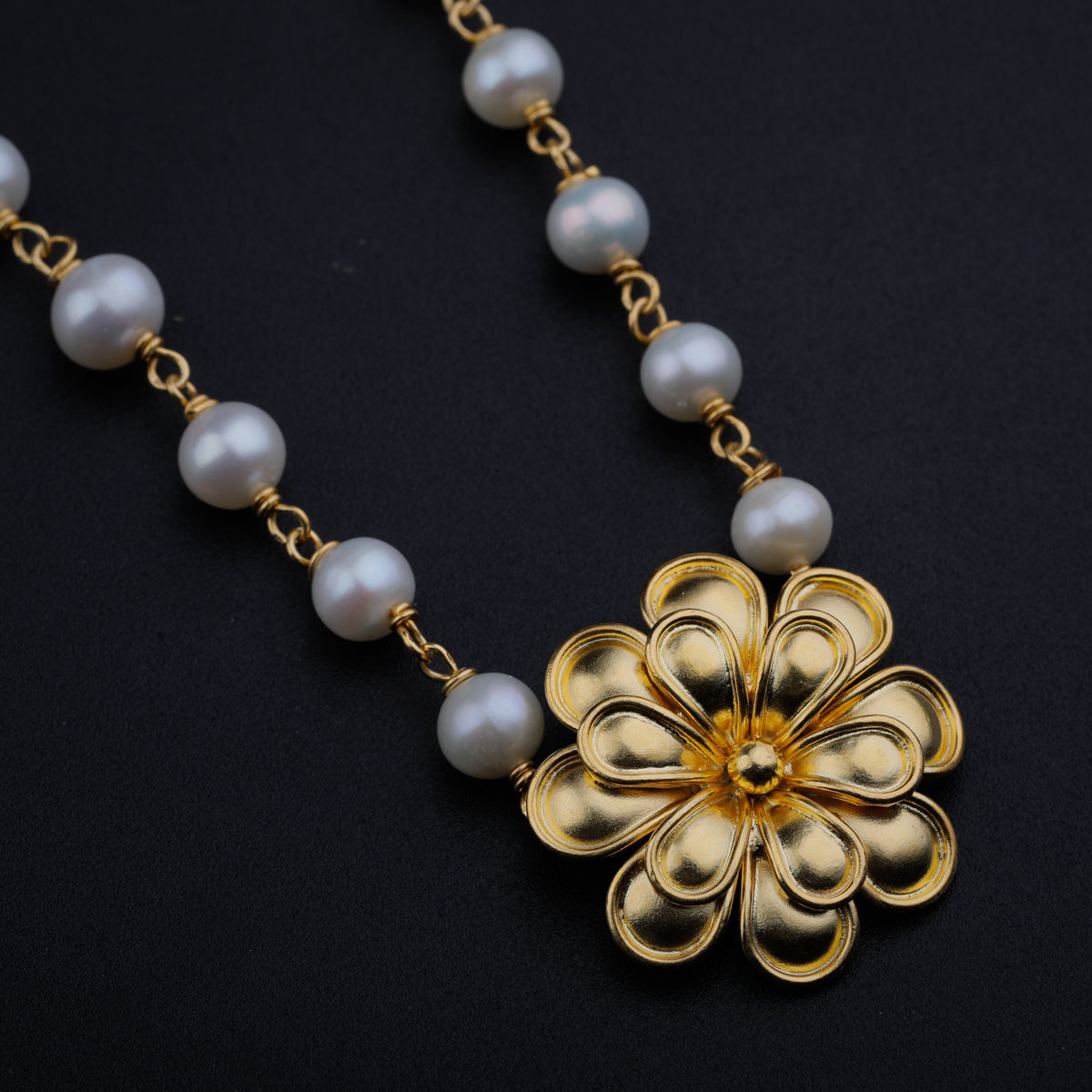 Double Flower Pendant Necklace |  92.5 Silver | 22K Gold Plated