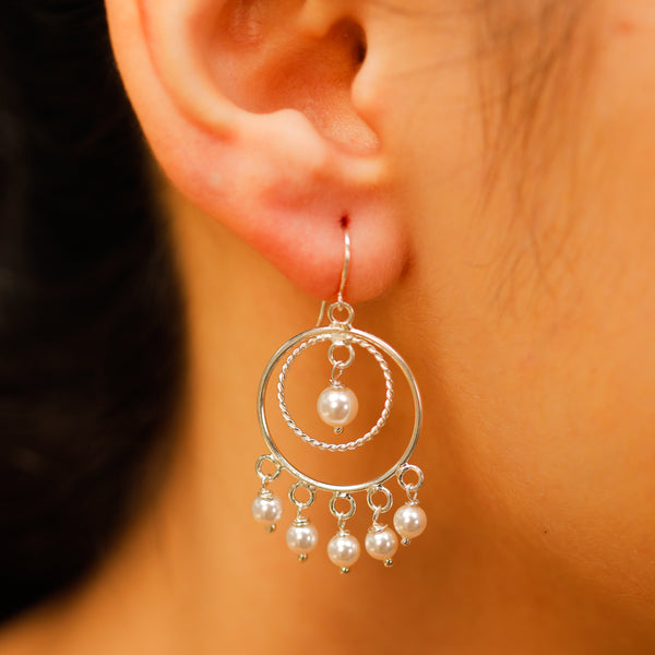 Handcrafted pearl chandbali earrings polished finish