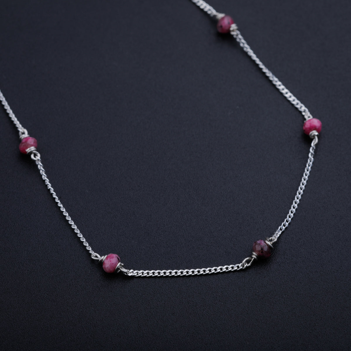 Pink Sapphire Silver Chain
