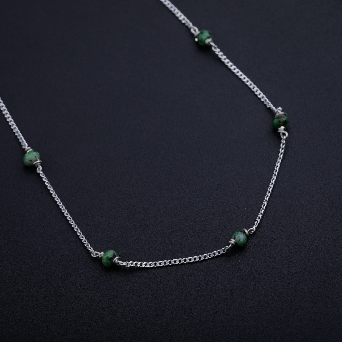 Green Sapphire Silver Chain