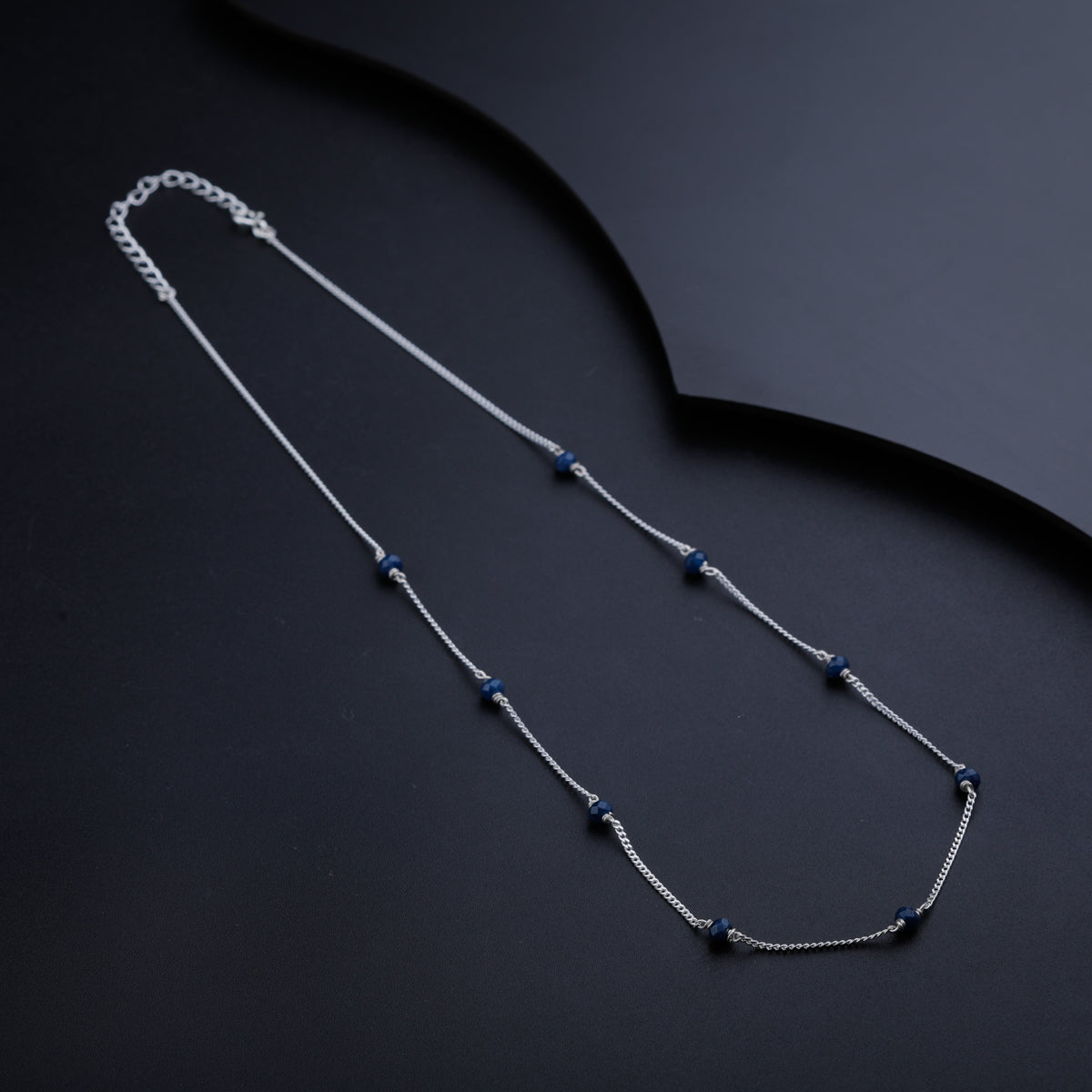 Navy Blue Sapphire Silver Chain