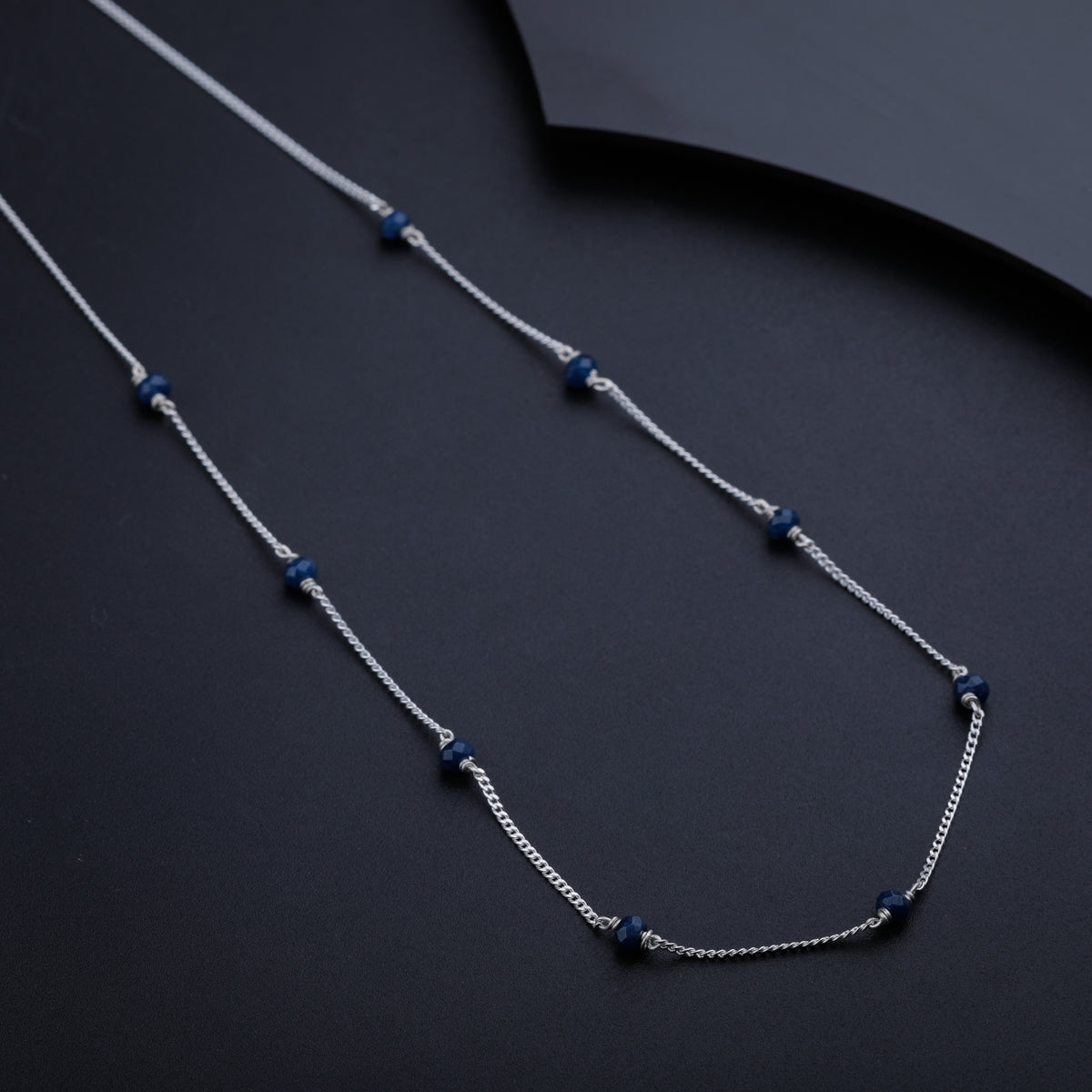 Navy Blue Sapphire Silver Chain