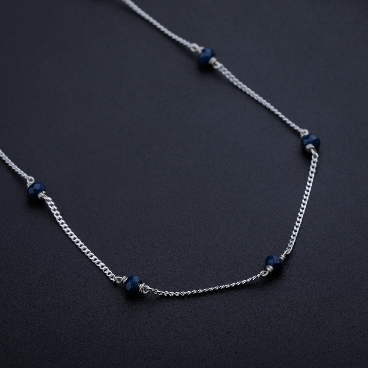 Navy Blue Sapphire Silver Chain