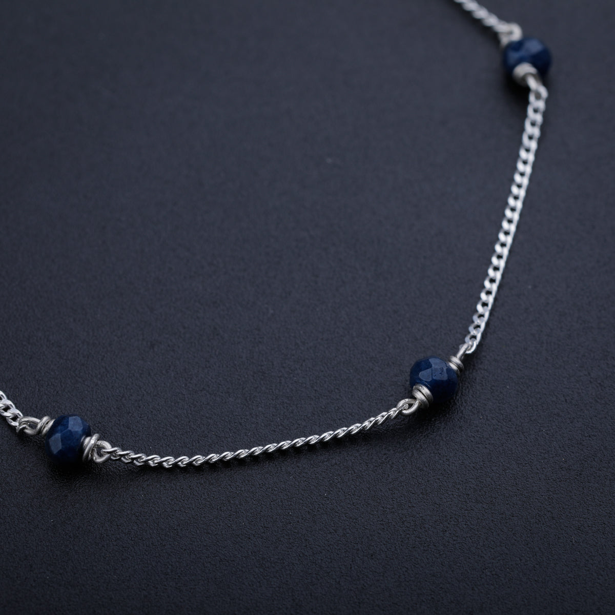 Navy Blue Sapphire Silver Chain