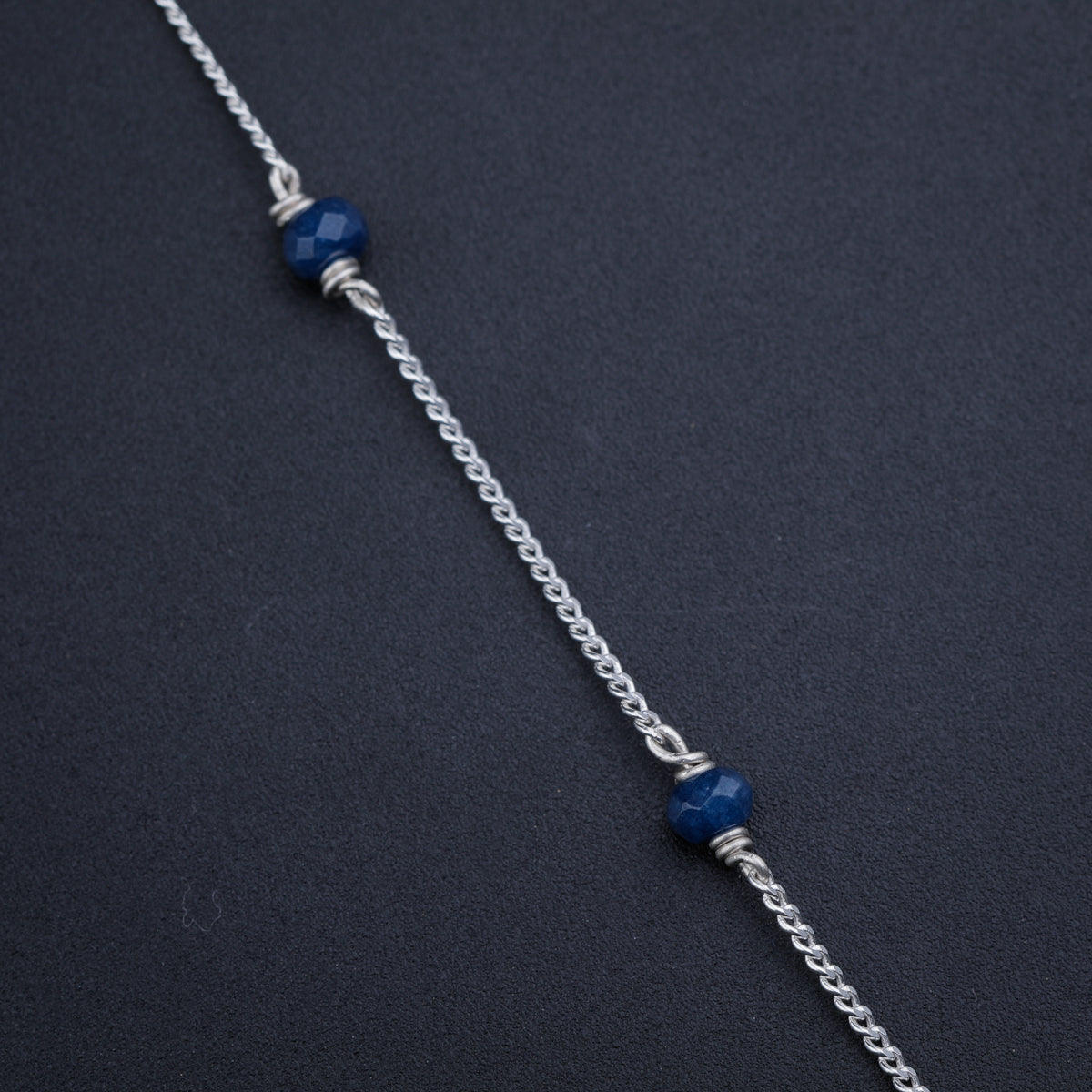Navy Blue Sapphire Silver Chain