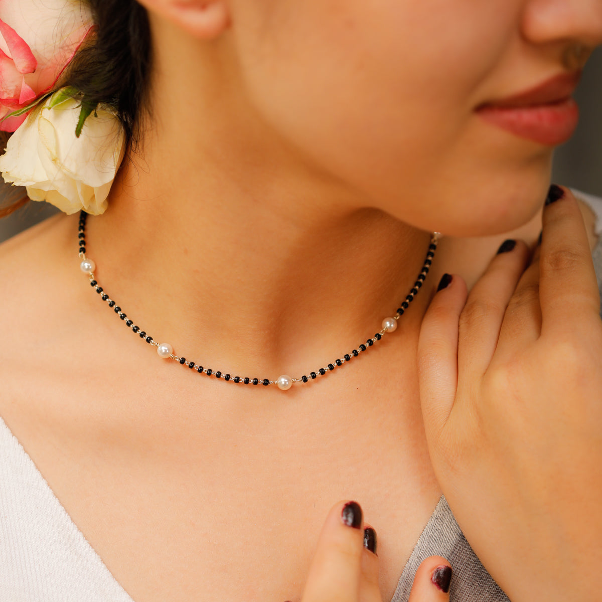Silver Mangalsutra with pearls
