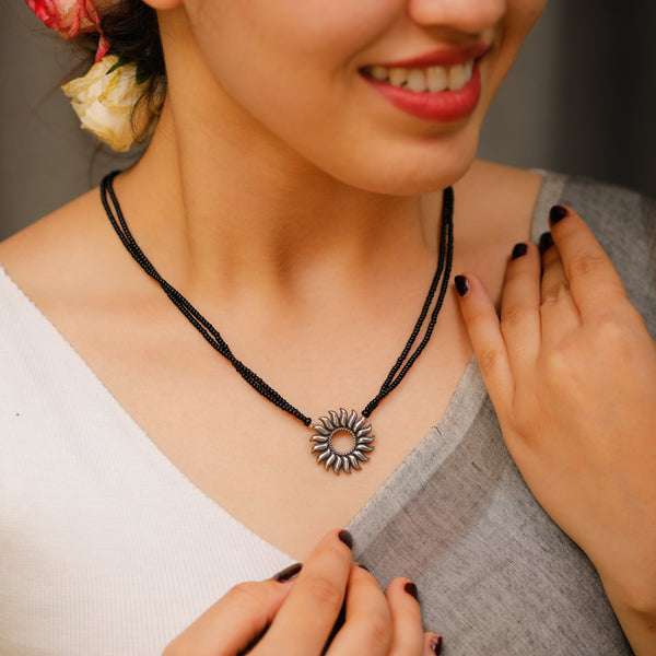 Elegant Surya Mangalsutra silver pendant necklace