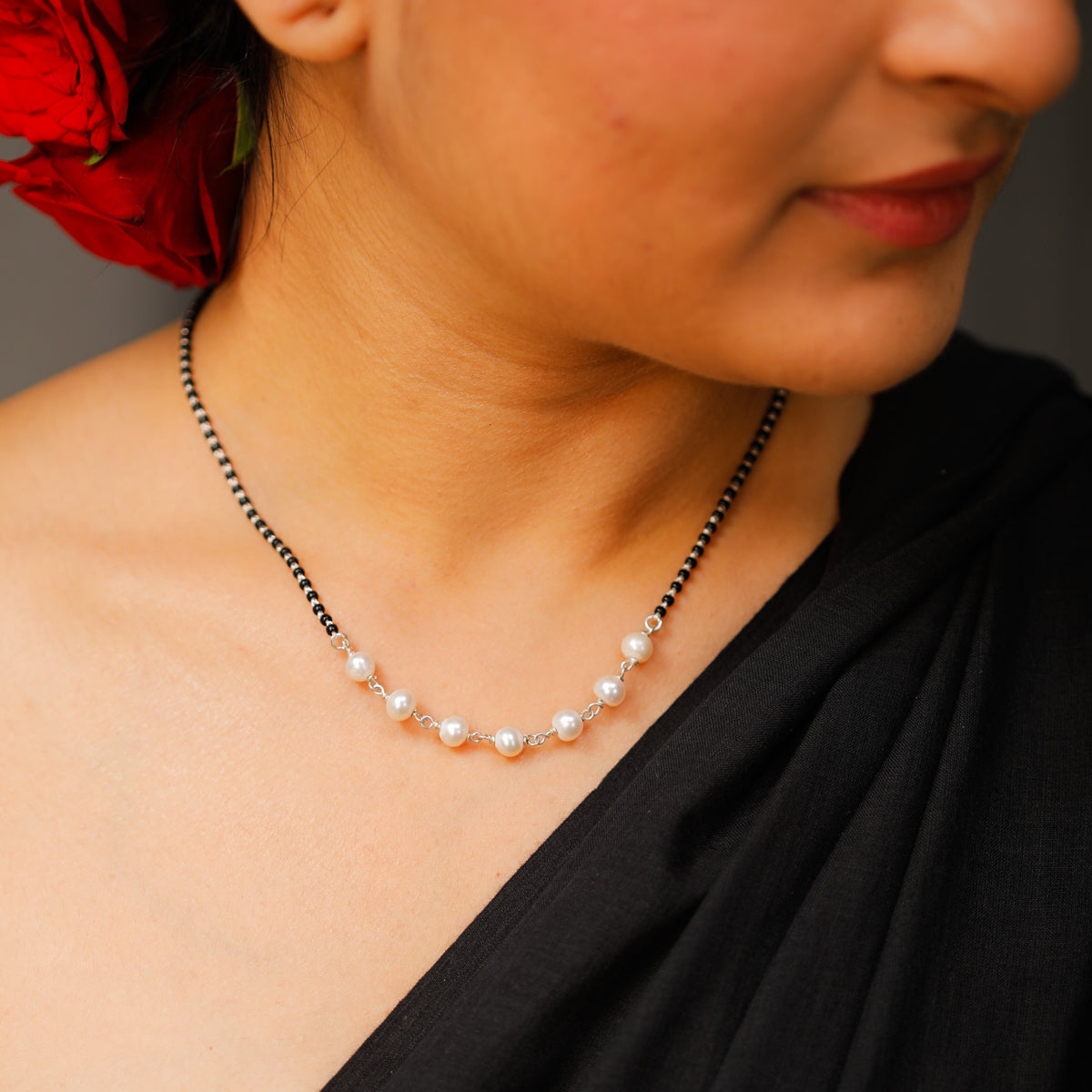 Handmade Silver Mangalsutra : Pearl Ganthan