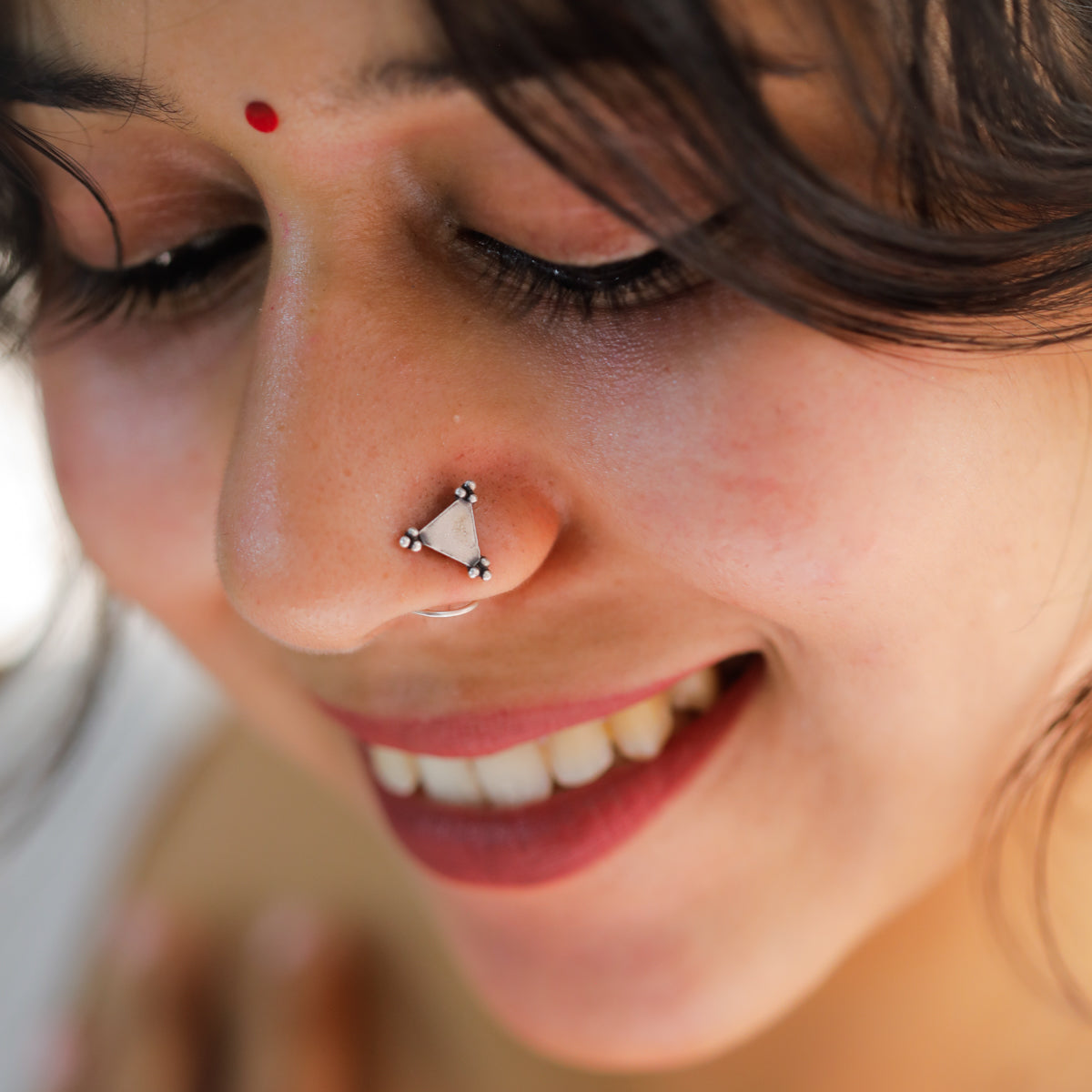 wear Trikon Nose Pin everyday look