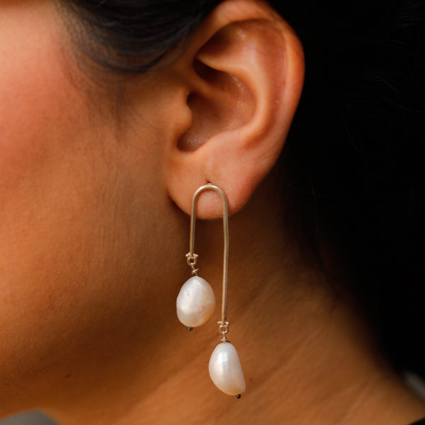 Pearl Drop Silver Earring