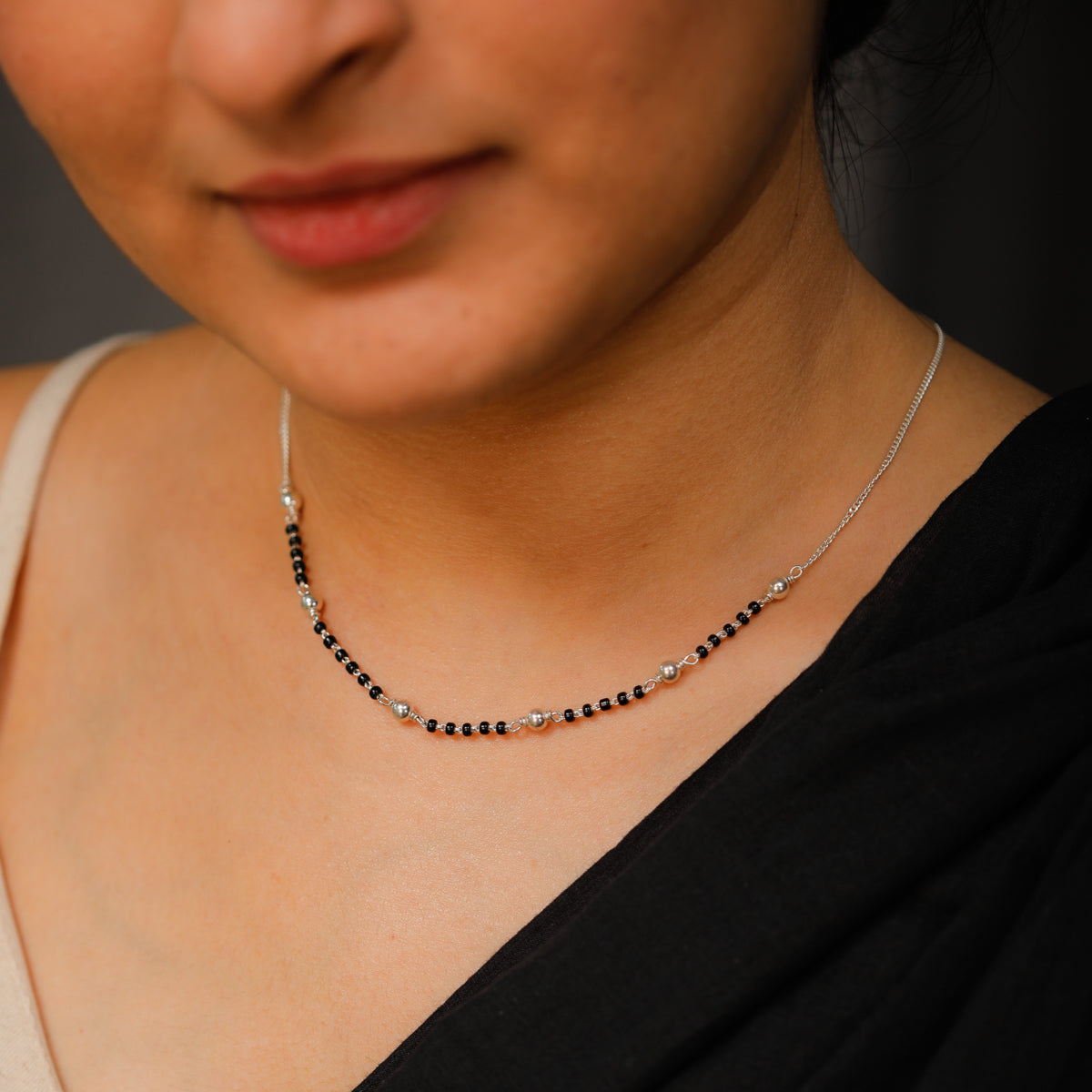 Handmade Silver Mangalsutra : 3 mm sarmanee , Dailywear