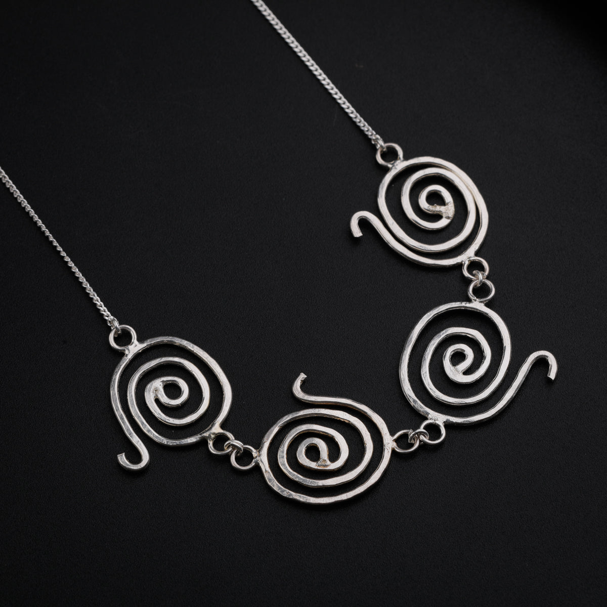 Silver Spiral Pendants Necklace