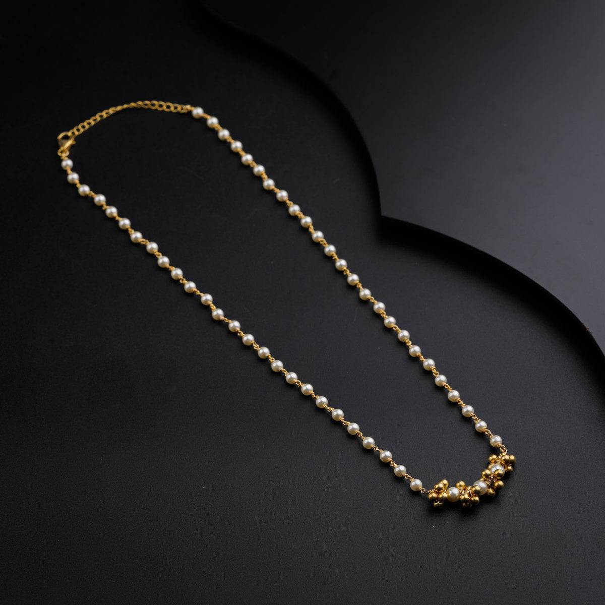 Gold Plated Necklace with Ghungroo Pendant and Pearls