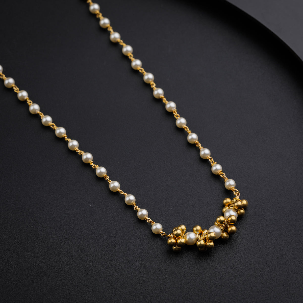 Gold Plated Necklace with Ghungroo Pendant and Pearls