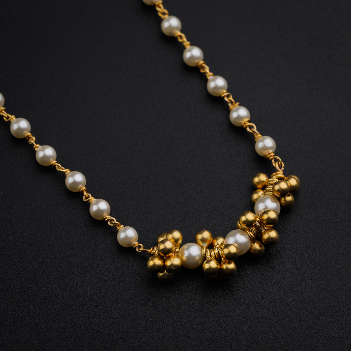 Gold Plated Necklace with Ghungroo Pendant and Pearls