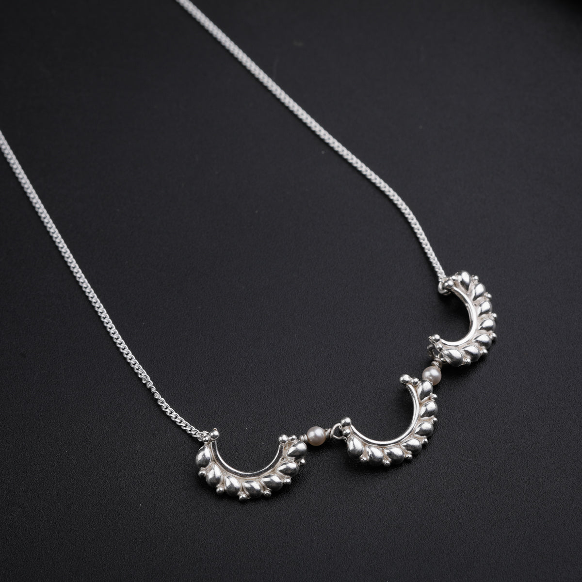 Silver Drop Nath Pendants Necklace