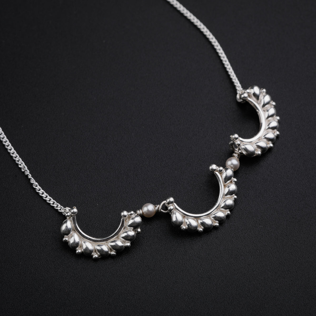 Silver Drop Nath Pendants Necklace