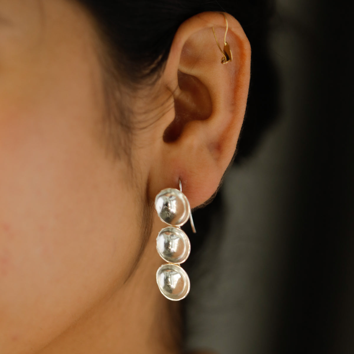 Silver long earring (Vatee Motif)