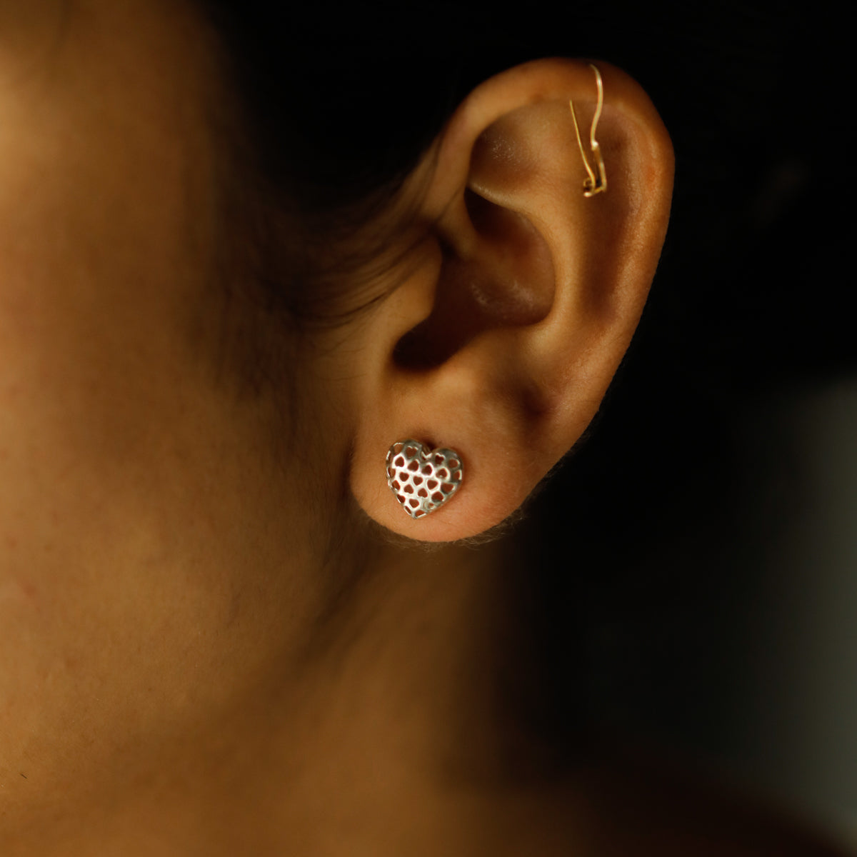 Silver Heart Studs