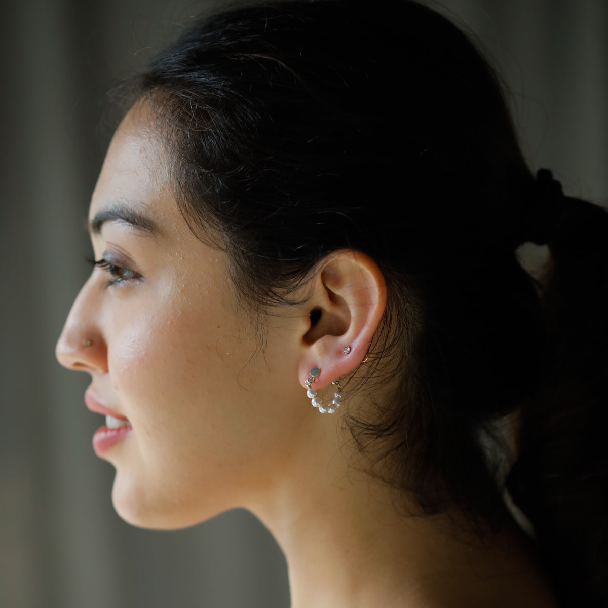 style pearl halo earrings with modern look