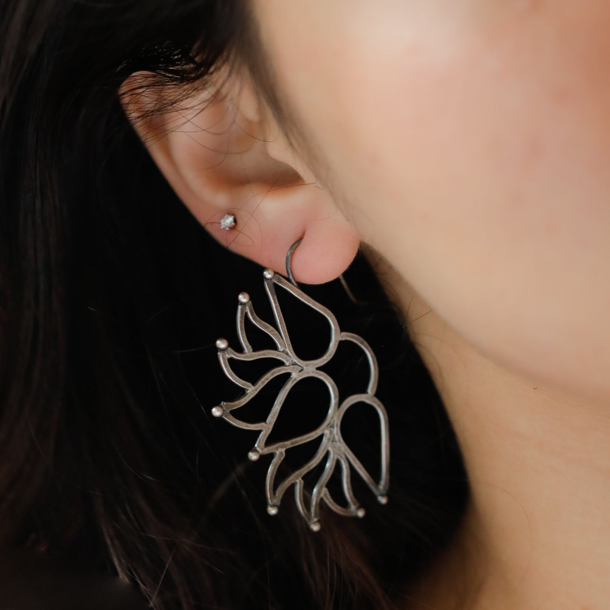 Saroj ( Lotus ) Hammered Earring