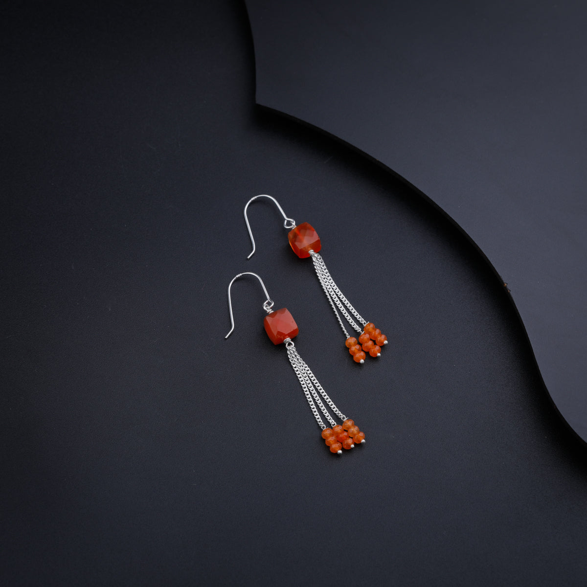 Silver Dangler Earring with Carnelian