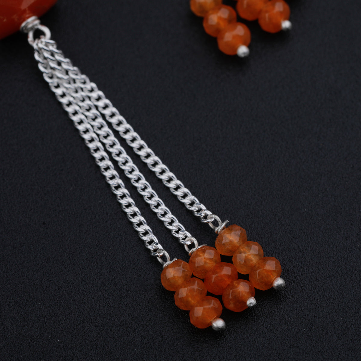 Silver Dangler Earring with Carnelian