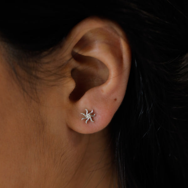 Silver Sun Tiny Earrings