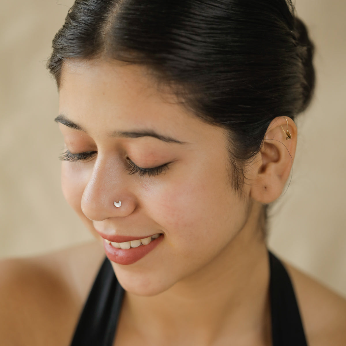 Silver Tiny Chandrakor Nose Pin