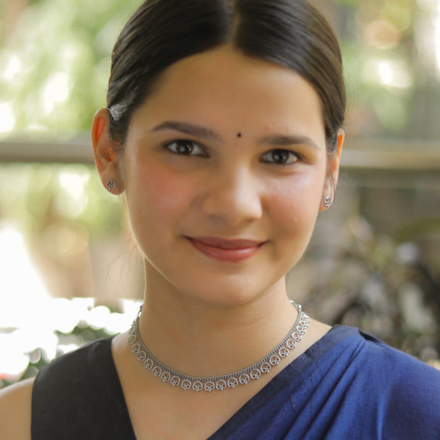 Oxidized Silver Delicate Gopadma Set