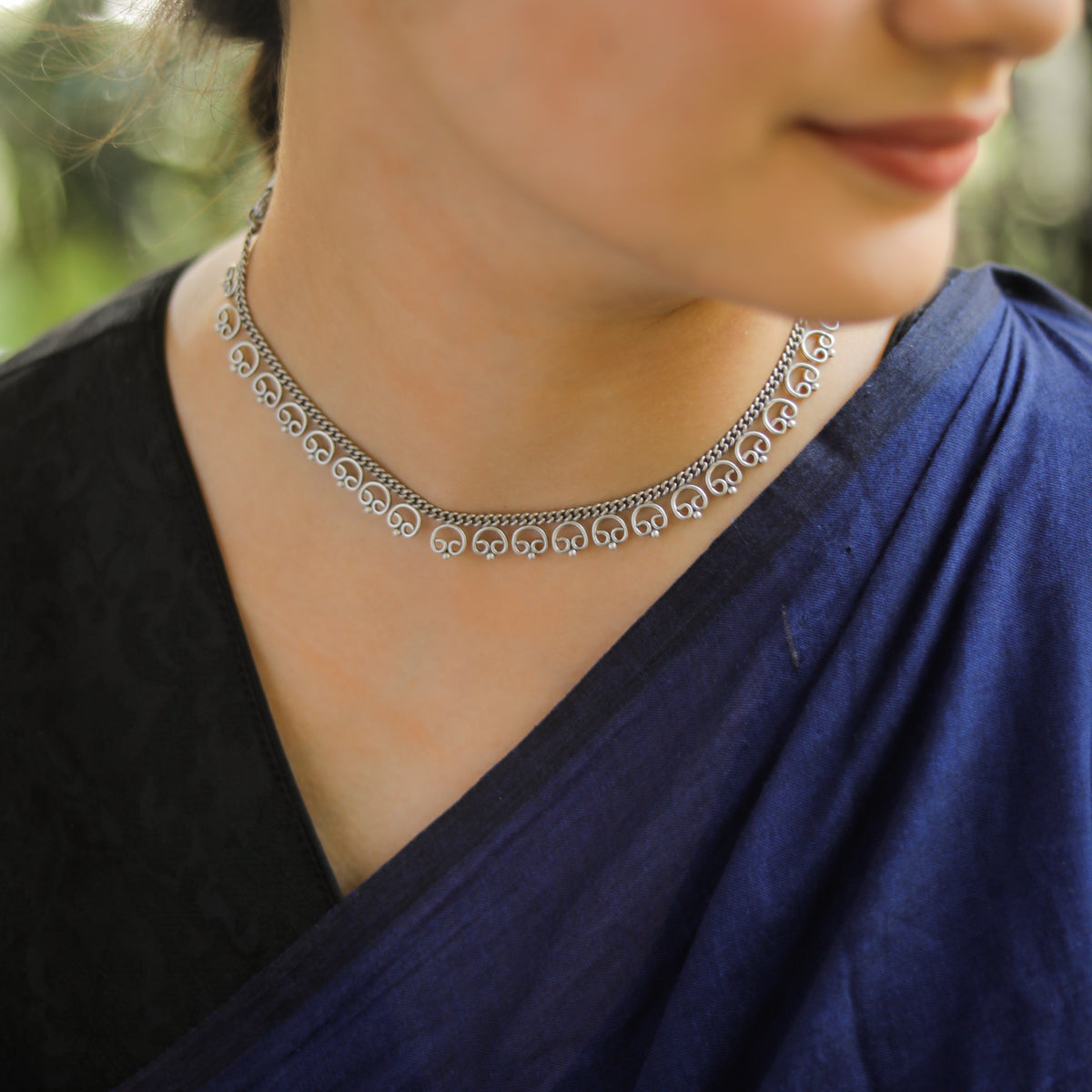 Oxidized Silver Delicate Gopadma Set