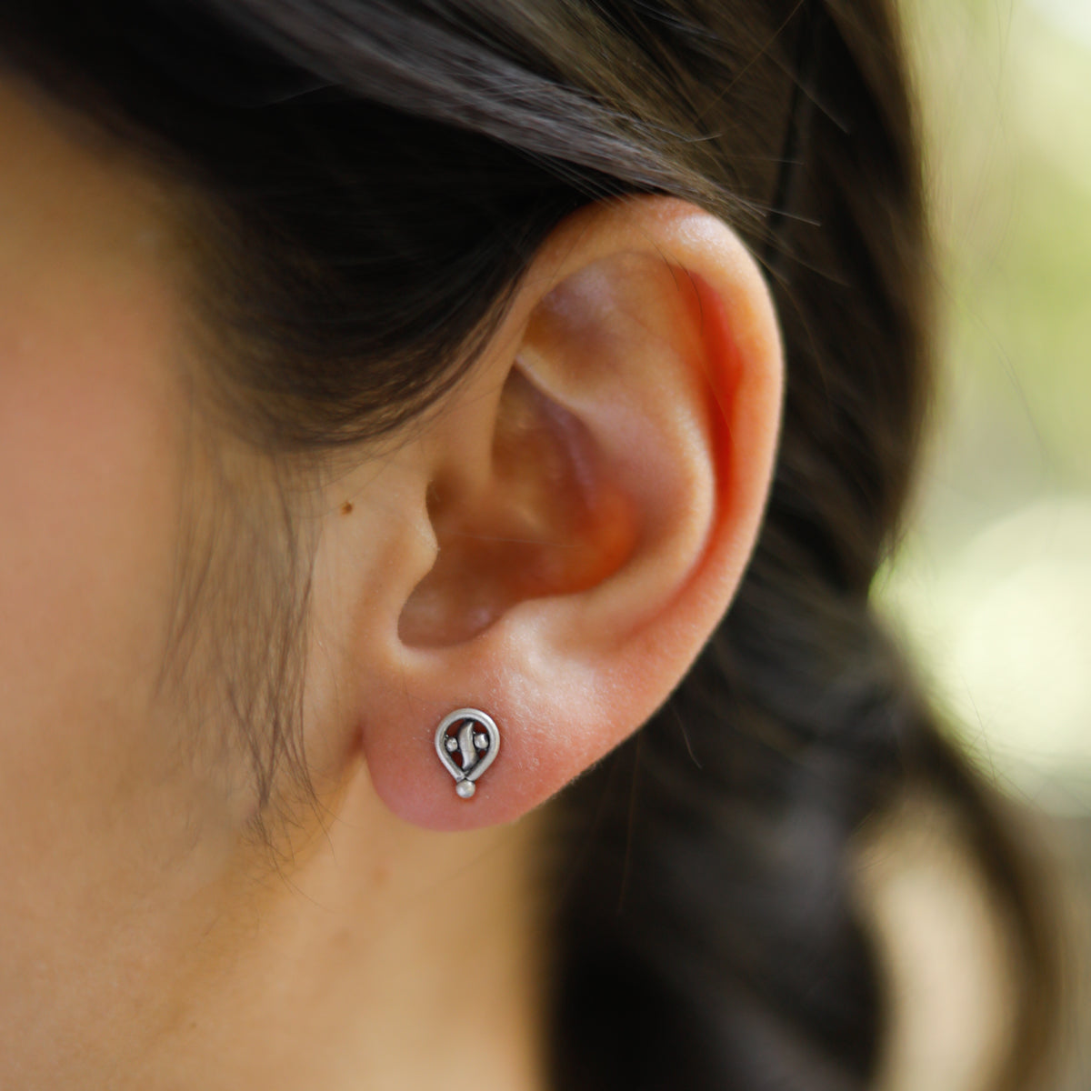 Oxidized Silver Delicate Leaf Set