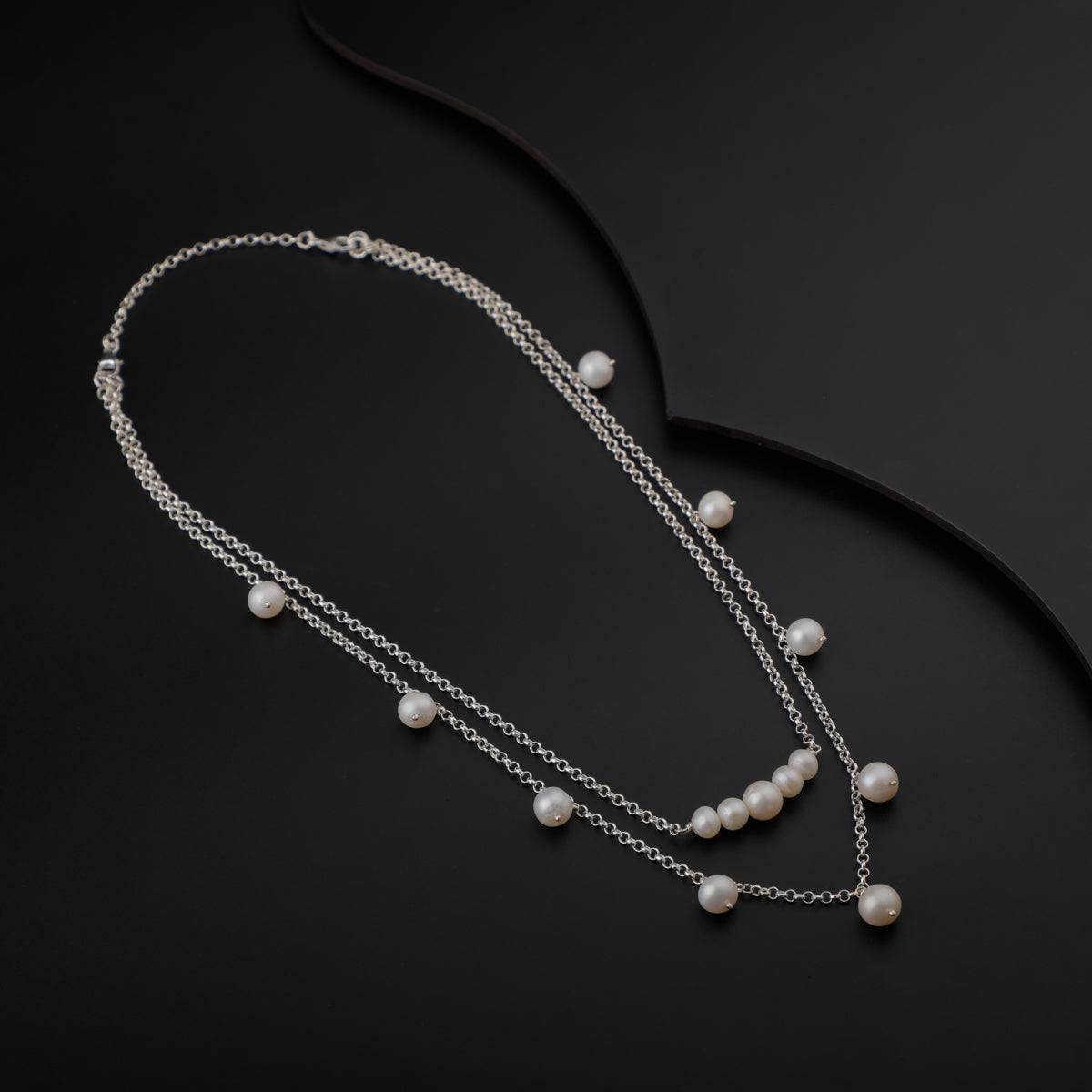 2 in 1 Silver Necklace with Pearls
