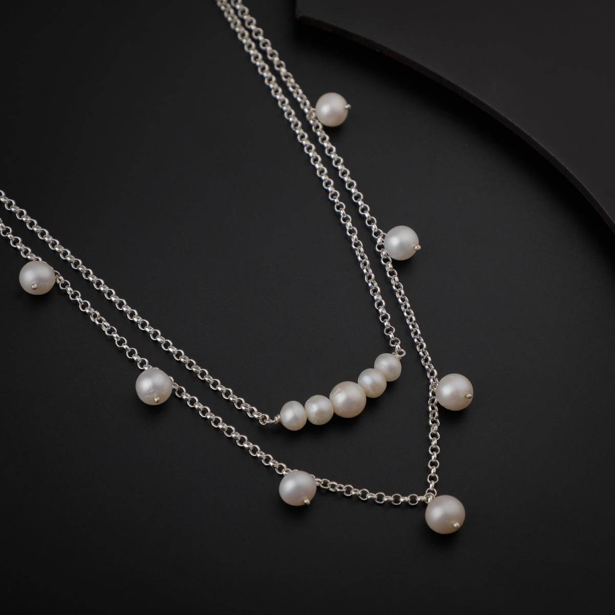 2 in 1 Silver Necklace with Pearls