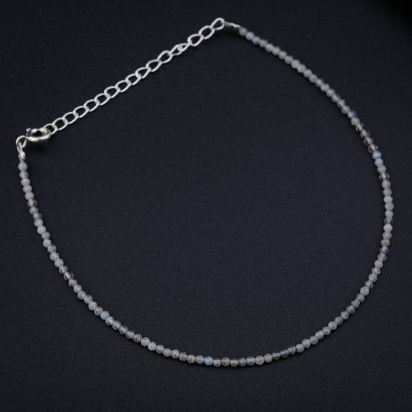 Crystal Stones Silver Anklet