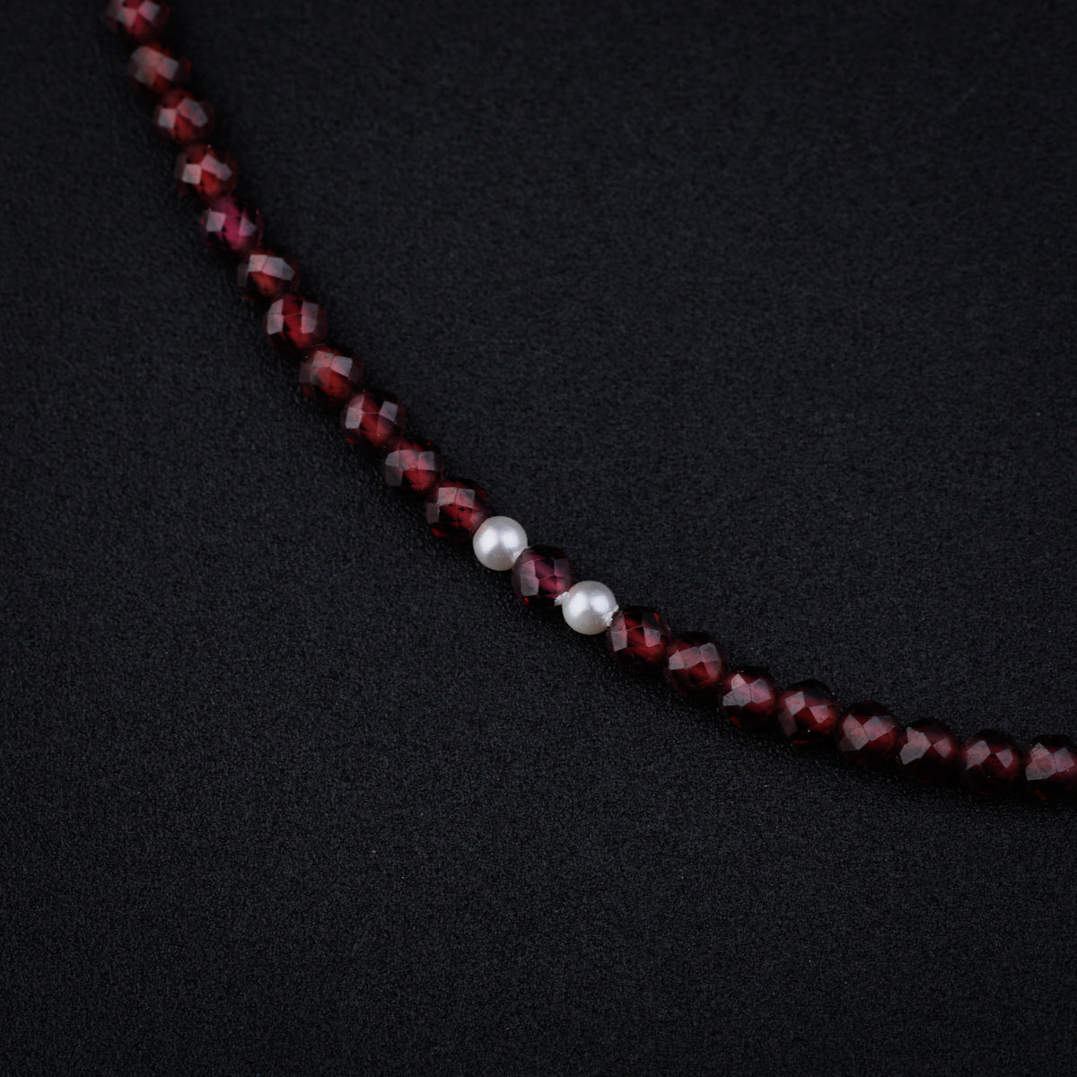 Silver Garnet and Pearl Anklet