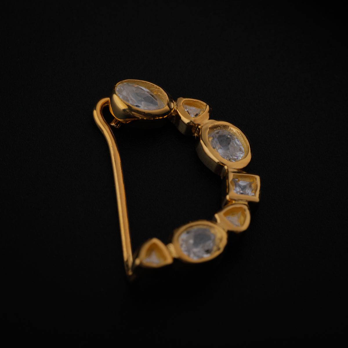 Small CZ Nath Stones  (Left, Clip on) |  92.5 Silver | 22K Gold Plated