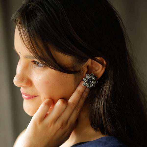 Handcrafted Flower Studs Earring | 92.5 Silver