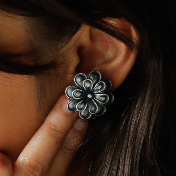 Handcrafted Flower Studs Earring | 92.5 Silver