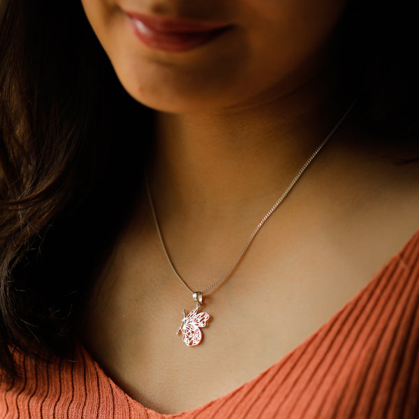 Lukachupi Titli Necklace with butterfly pendant in silver