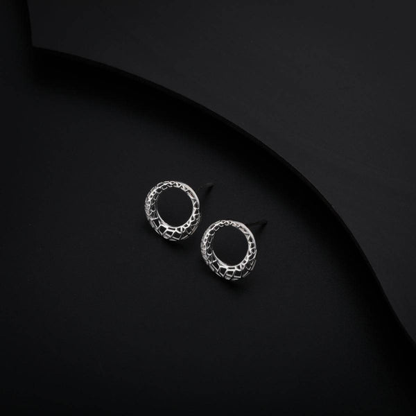 Silver Round Net Earring