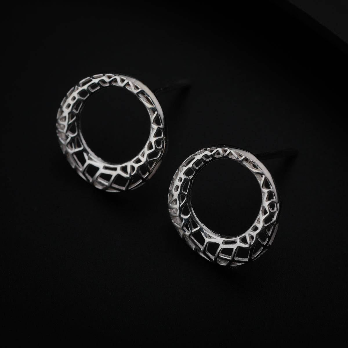 Silver Round Net Earring