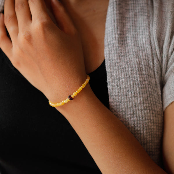 Silver Bracelet with Agate and Garnet Stones