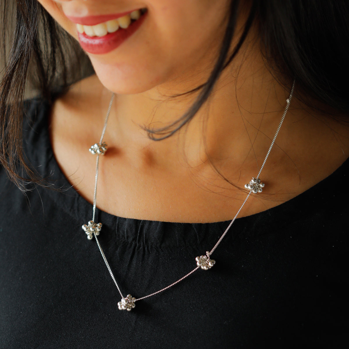 Ghungroo silver short chain handcrafted detailing