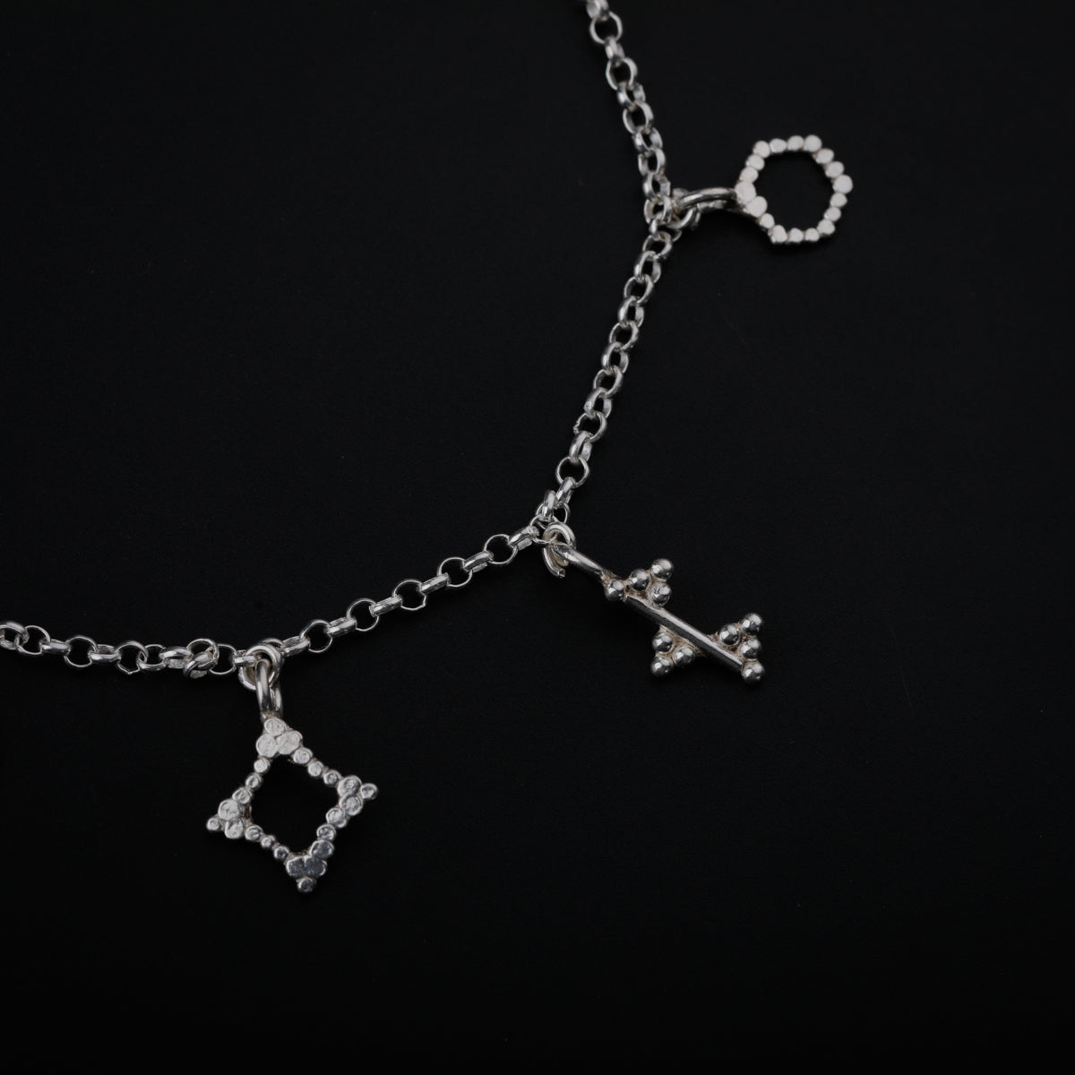 Multi Motif Silver Bracelet