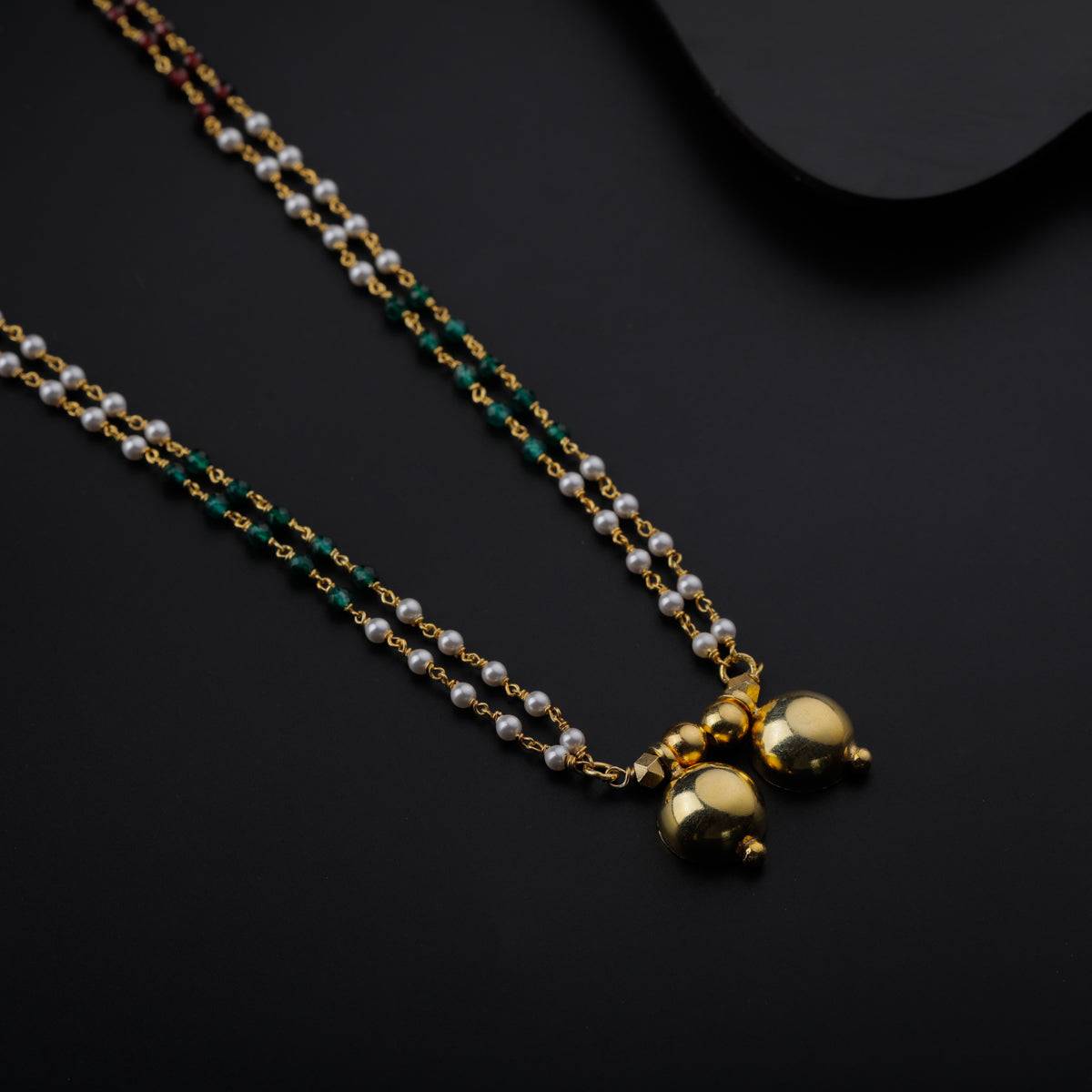 Silver Vatee Mangalsutra | 92.5 Silver | 22K Gold Plated | Multicolor Stones