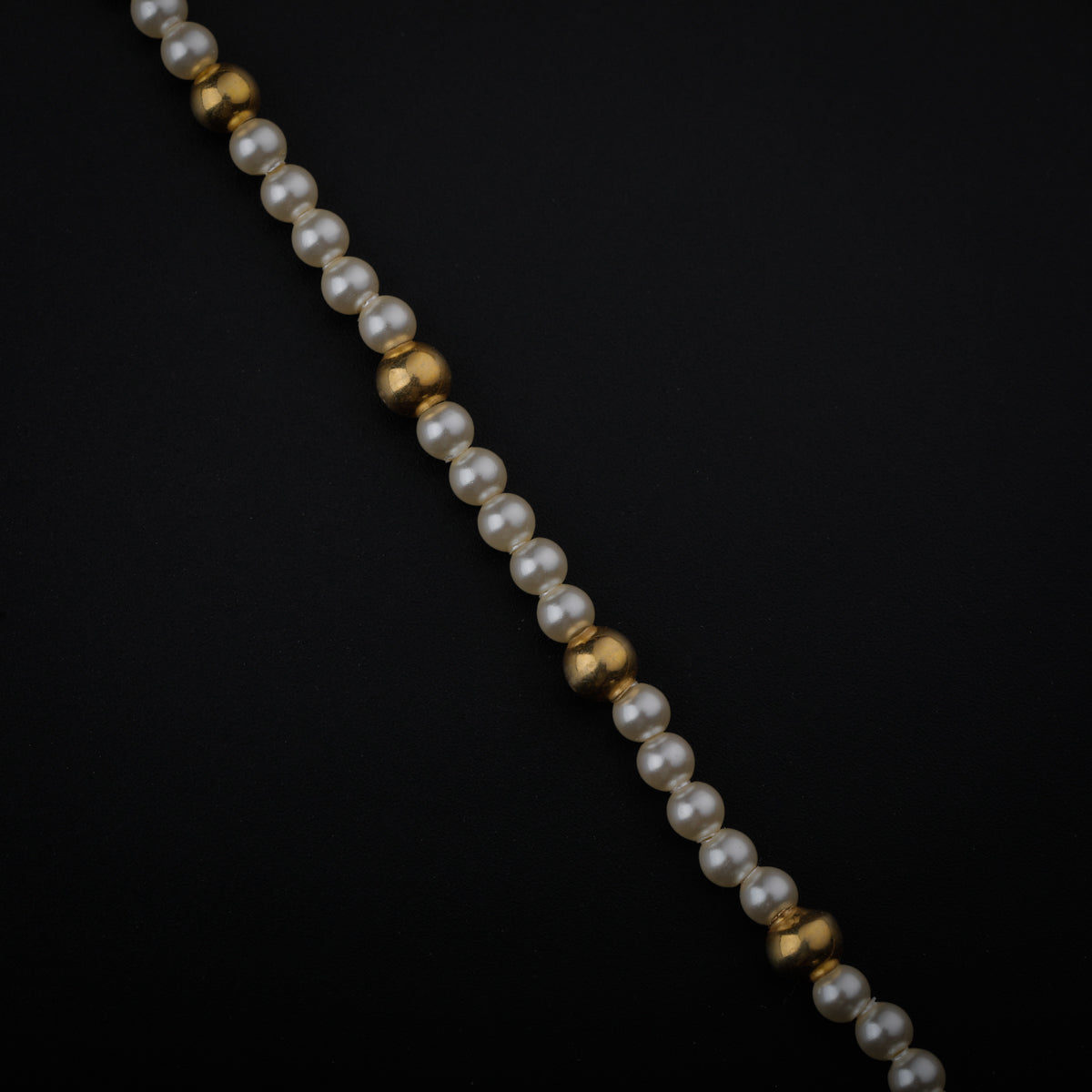 Pearl Necklace with Leaf and बदाम (Badam) Motif |  92.5 Silver | 22K Gold Plated