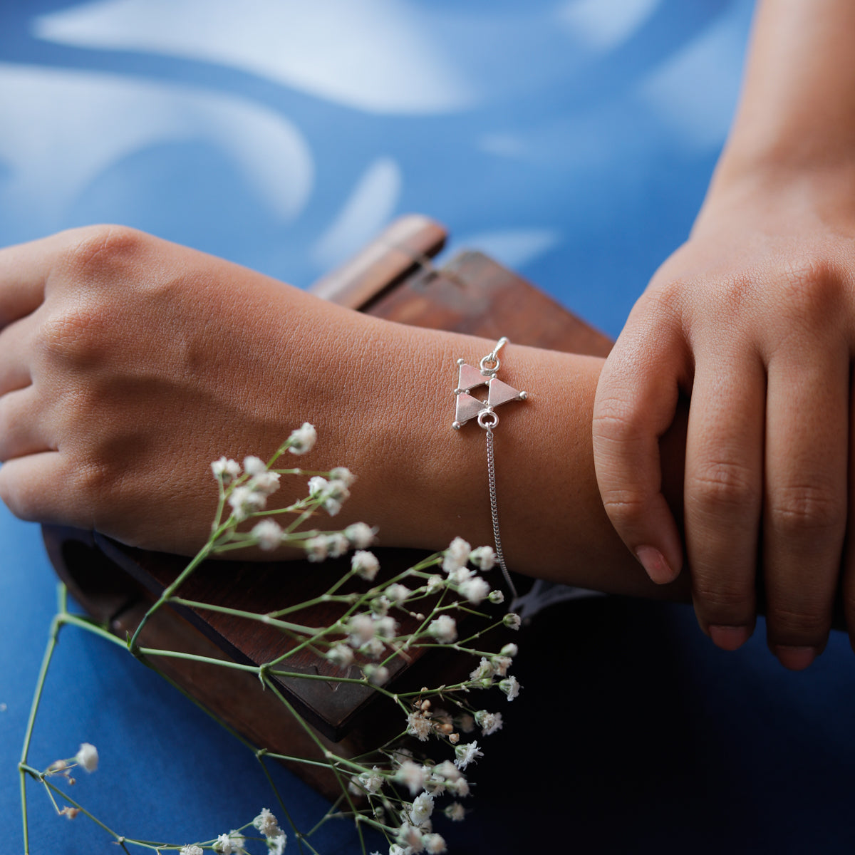 Silver Hammered Triangle Bracelet